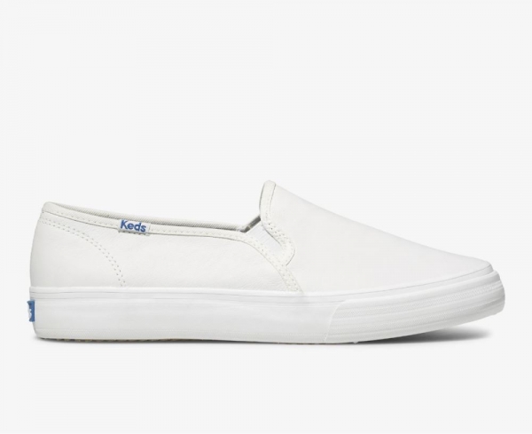 Women Double Decker Leather Slip On Sneaker White zyKzmErV