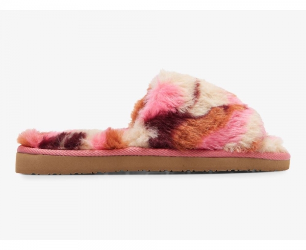 Women Fuzzy Slide Slipper Pink Camo NXX5TUix