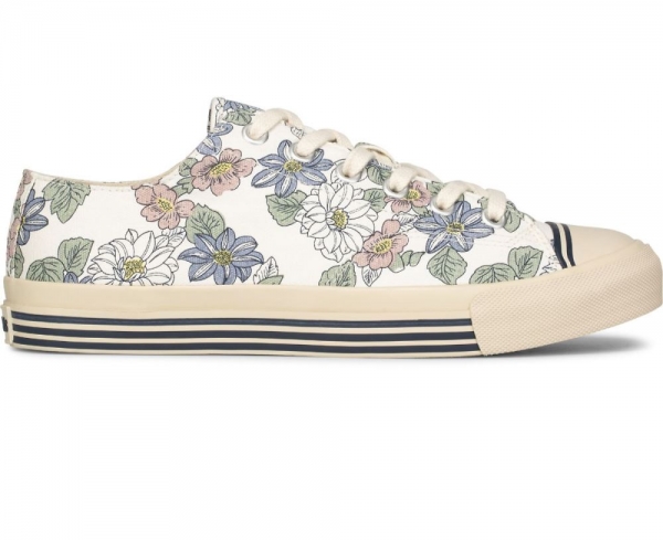 Unisex Super Recycled Canvas Floral Print Lo Tops | Keds Cream SZbuRlzs